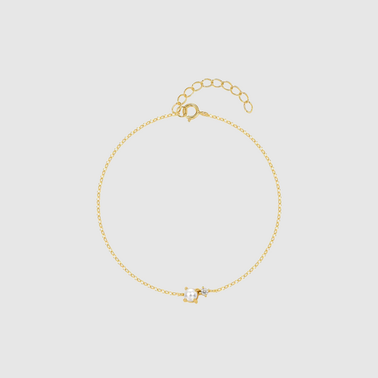 Lumière Pearl | Bracciale in Argento Sterling con Perle e Diamant